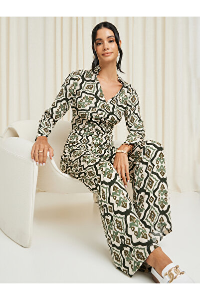 Styli بلوزة بطبعة تجريدية وتفاصيل Ruched