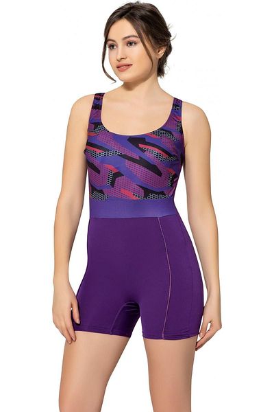 Argisa Patterned Swimsuit with Shorts 6506 Patterned Purple