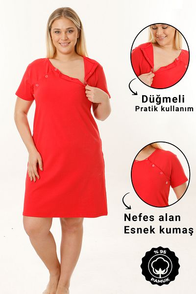 par lingerie pl Червена нощница за бременни и кърмачки с къс ръкав