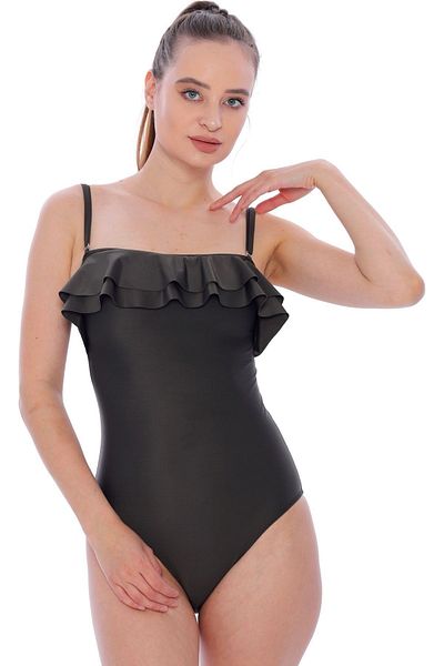 Argisa Strapless Double Ruffle Swimsuit 6032 Khaki