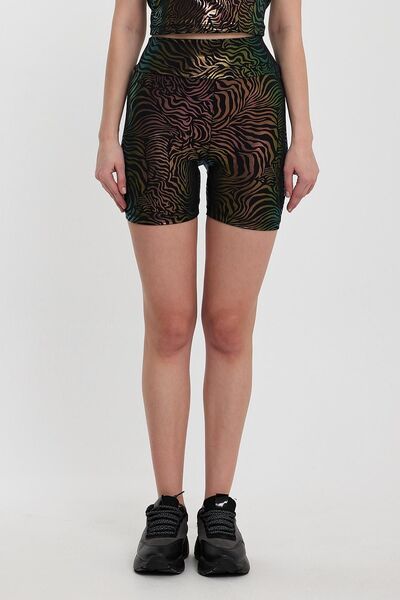 Penyelux Women's MiniFlex Zebra Pattern Sports Fitness Stretchy Mini Tights