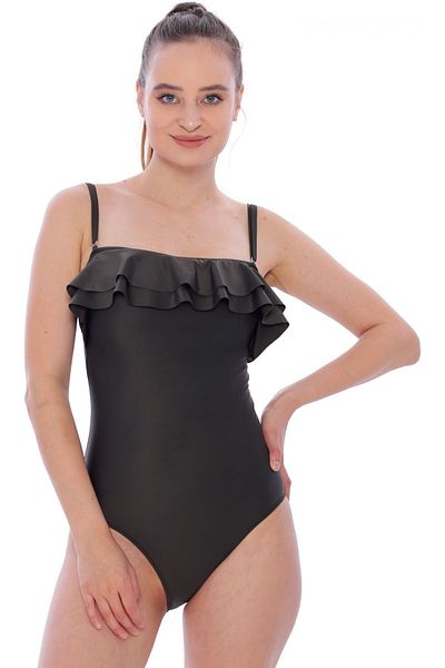 Argisa Strapless Double Ruffle Swimsuit 6032 Khaki