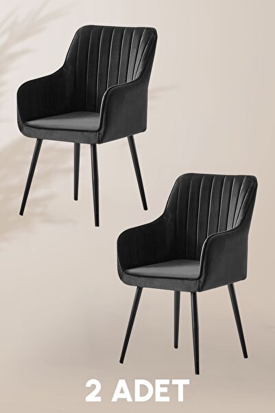 MYMASSA Nova Sandalye - Babyface Siyah- Metal Siyah Ayak ( 2 Adet )