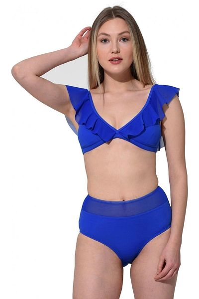 Argisa Women's Plain Ruffled High Waist Bikini 5005 Saks