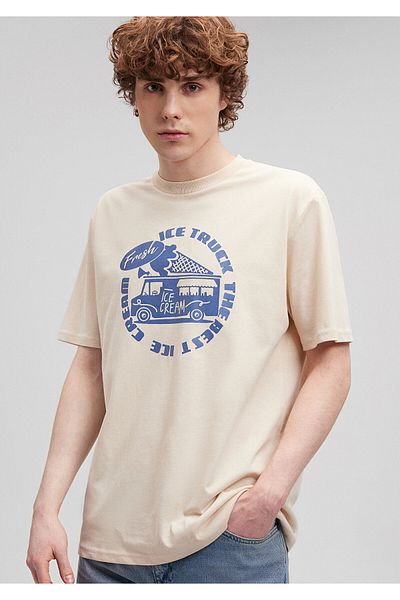 Mavi Τυπωμένο μπεζ T-shirt Loose Fit / Loose Relaxed Fit0612136-70072