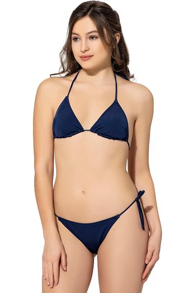 Argisa Plain String Tied Triangle Bikini 5026 Navy Blue