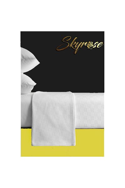 Skyrose Διπλό Λευκό Μικρό Τετράγωνο Σκακιέρα Πικέ. Το ξενοδοχείο Pique. Οικονομικό Πικέ .λευκό Πικέ