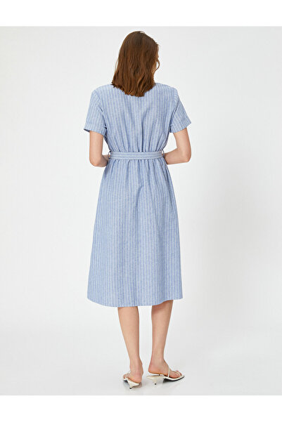 Koton Rochie cămașă midi, cu nasturi, cu mânecă scurtă, cu curea