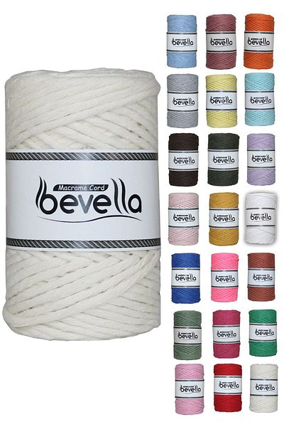 Bevella Macrame Cord Taranan Macrame Σχοινί 3mm Single Twist Can Be Scalloped Βαμβακερό σχοινί μακραμέ εκρού