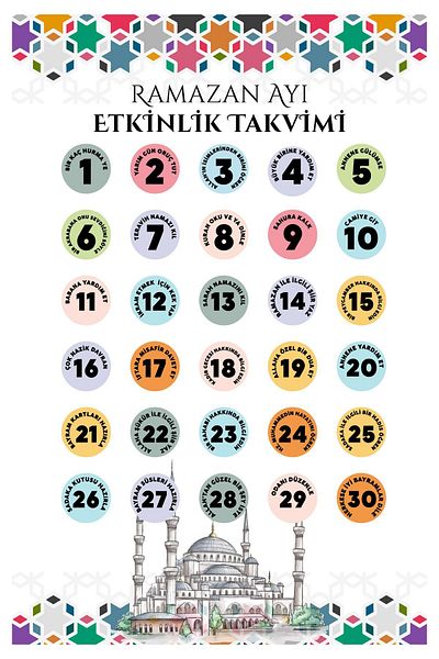 212shop Ramadan Bear Fasting Chart for Kids - Ramadan Sticker Children's Signature, Ramadan Activity