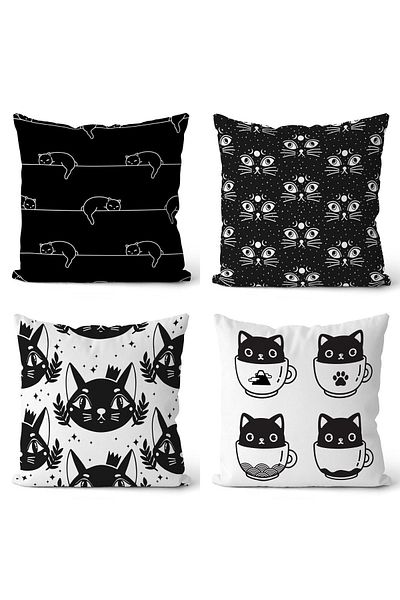 EVPANYA Husă de pernă din 4 piese cu model Cat Designers