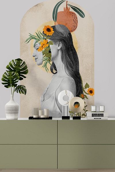 212shop Abstract Bohemian Style Oval, Modern, Arch, Self-Adhesive Decorative Wall Sticker