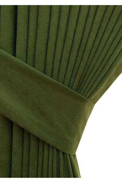 Evdepo Home Green Solid Color Fondant Curtain with Single Wing Without Pleats Sewing