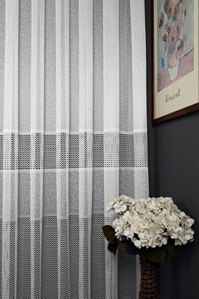 Evdepo Home Sconce Knitted Regular Pleat, Tulle Curtain Single Wing - Ecru (Off White)