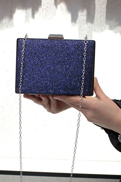 ROZA CANTA Lacivert Simlikum Kadın Abiye , Clutch Gece Çantası