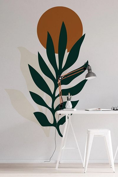212shop Bohemian Art Wall Sticker, Bohemian Wall Decoration, Leaf And Sun Sticker