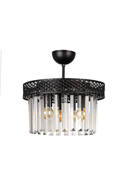 Begüsa Sitrus 3.lü Siyah Lux Kristal Taşlı Avize