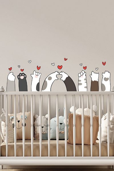 212shop Cute Paws Baby Kids Room Decorative Wall Sticker Set