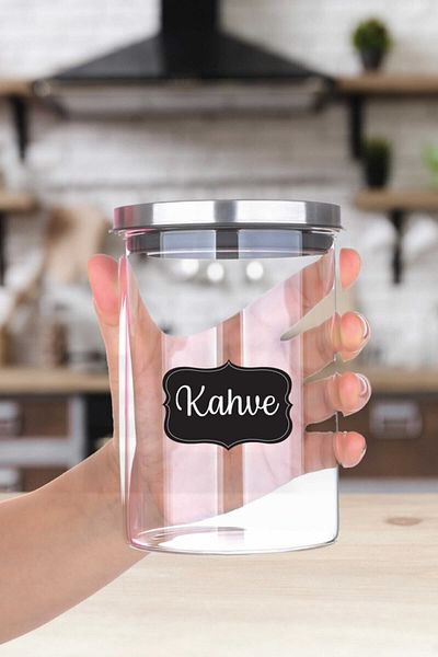 212shop ملصق برطمان توابل على شكل رف توابل | تسمية التوابل | تنظيم المطبخ | أسود