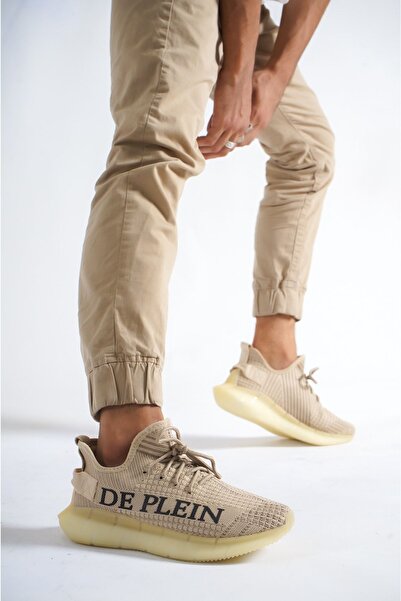 DE PLEIN Men's Sneakers - Goat Horizon Beige Knitwear, Comfortable and Flowy