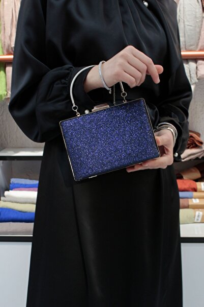 ROZA CANTA Lacivert Simlikum Kadın Abiye , Clutch Gece Çantası