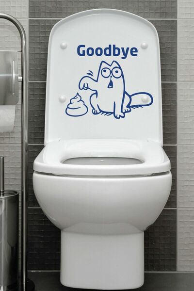 212shop Goodbye | Cat Toilet Seat Sticker | Bathroom WC Sticker - With Transfer