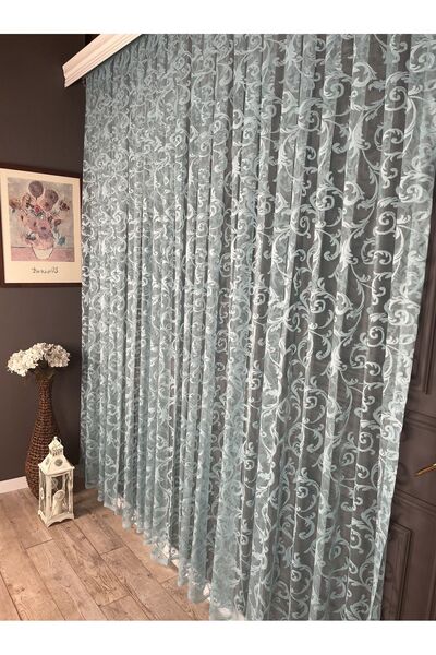 Evdepo Home Model de șal coroană 1/3 pliat frecvent, perdea din tul cu o sing...