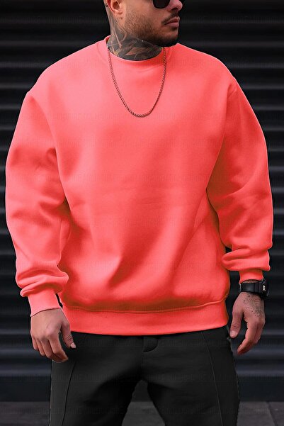 Millionaire Men's Soft Soft Thick 3 Thread Raised Fabric Neon Bright Fluorescent Coral Pink Bike Y