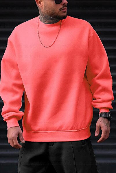 Millionaire Men's Soft Soft Thick 3 Thread Raised Fabric Neon Bright Fluorescent Coral Pink Bike Y