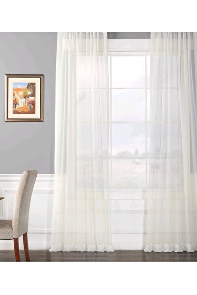 Evdepo Home Cortina de tul din voal cu pliuri normale, gata de utilizare, cu o singură aripă