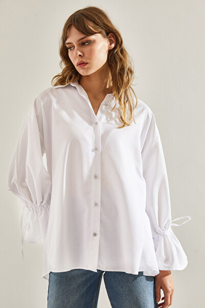 Bianco Lucci Ékköves, gombos redőzött ing - női, ráncolt ujjú, 60251128