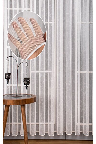 Evdepo Home Cortina din tul de in, cu extrafor, gata de utilizare, cu o singu...