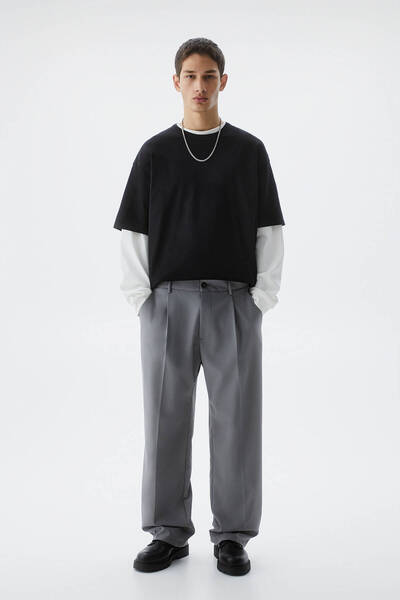 Pull & Bear Geniş paça kumaş pantolon