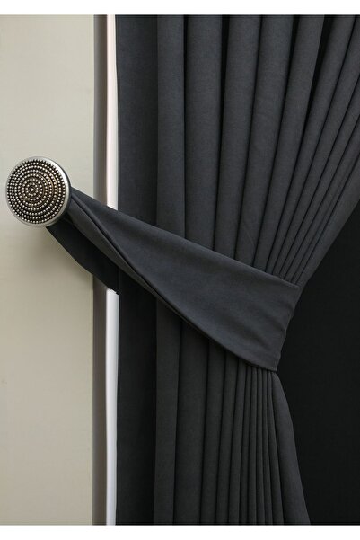 Evdepo Home Anthracite Solid Color Backdrop Curtain, Plain Seamless Seam, Extralight Drawstring, Single Panel