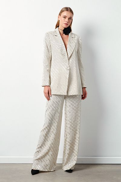 Sateen Pantaloni cu dungi - BEJ
