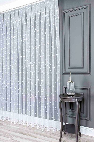 Evdepo Home Taç Kullanıma Hazır Seyrek Pile Tül Perde Tek Kanat