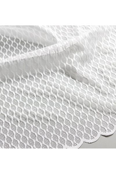 Evdepo Home Crown Honeycomb Pattern Pleatless Flat Planting, Extraphore Drawstring, Tulle Curtain Single Wing - Ecru