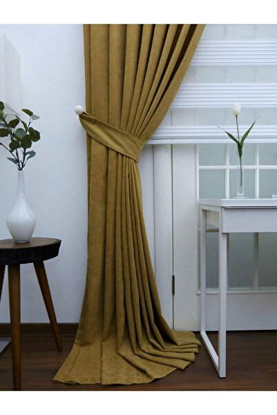 Evdepo Home Cortina de fundal pliată în mod frecvent, culoare verde ulei, cul...