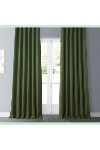 Evdepo Home Taç Yeşil Keten Blackout Karartma 1/2,5 Normal Pileli Fon Perde, ...