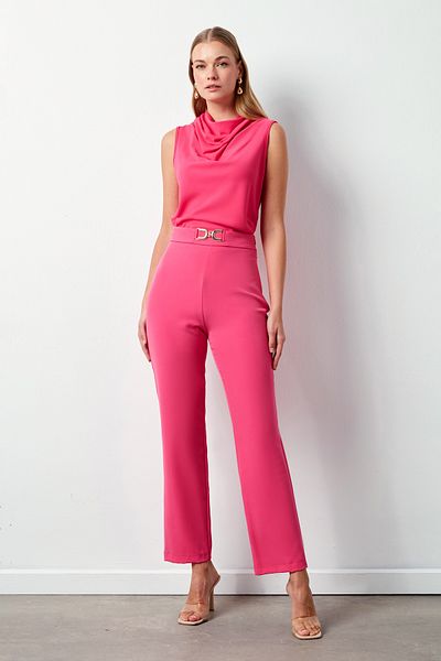 Sateen Pantaloni cu detalii accesorii ROZ