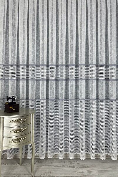 Evdepo Home Sconce Knitted Regular (Medium) Pleat, Tulle Curtain Single Wing - Gray