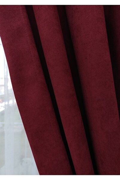 Evdepo Home Бургунди цвят, плисирана завеса за фон, 1/2,5 стандартна (СРЕДНА) плисировка, единичен панел