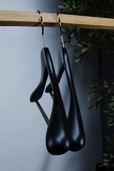 NYN Black Wooden Set - Clothes and Jacket Hanger with Bar