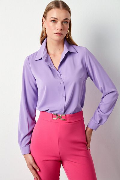 Sateen Πουκάμισο LILA Απλό Κλασικό
