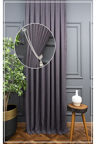 Evdepo Home Cortina de fundal de culoare uni gri închis, fără pliuri, plantar...