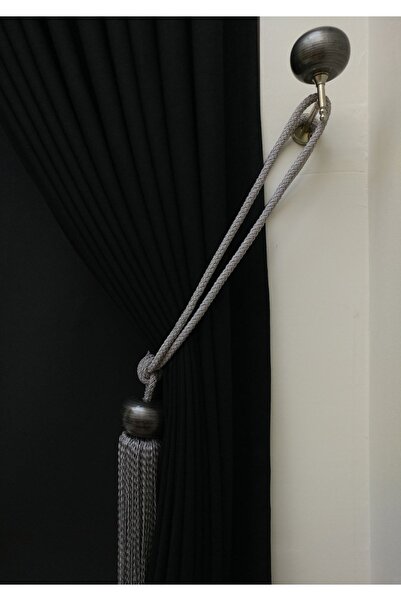 Evdepo Home Black Solid Color 1/3 Close Pleated Background Curtain, Close Pleat, Single Wing