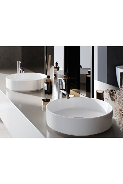 Turkuaz Tezgah Üstü Lavabo, Suit, Ø 40 cm Mat Beyaz