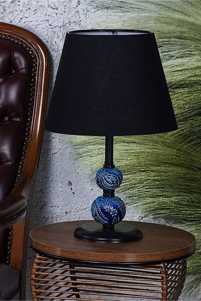 DEDE Decorative Blue Tile Black Paint Lampshade