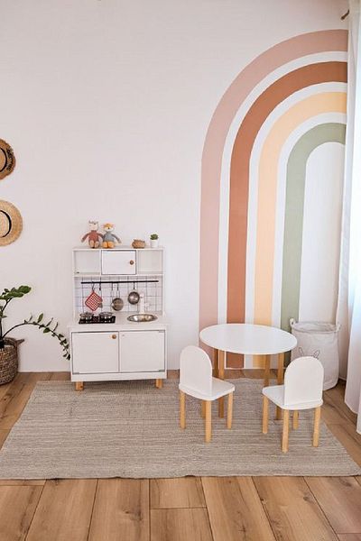 212shop Vertical Soft Colors Rainbow Kids Room Wall Sticker Set
