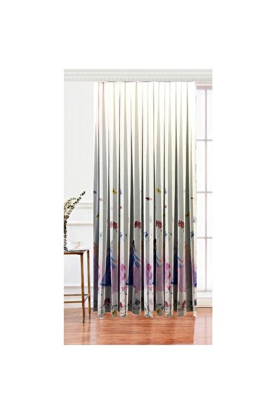 Evdepo Home Κουρτίνα τούλι με κορώνα, έτοιμη για χρήση, κανονική πτυχωτή, μον...